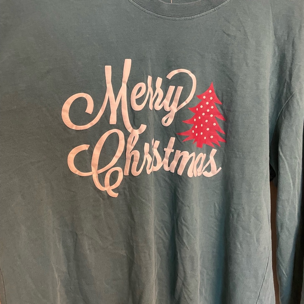 Festive Merry Christmas Long Sleeve Tee - Green